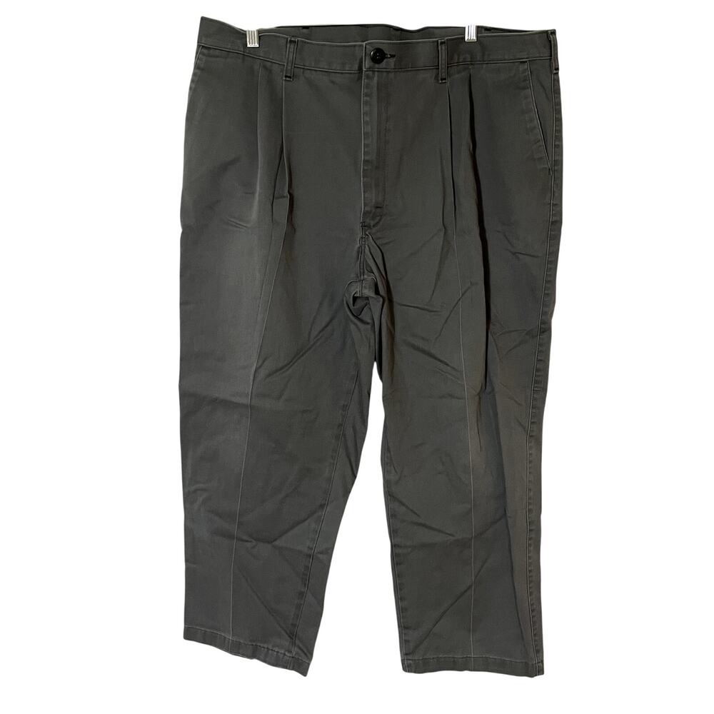 Men's 42 X 30 gray jeans trousers straight leg pleated front pants casual